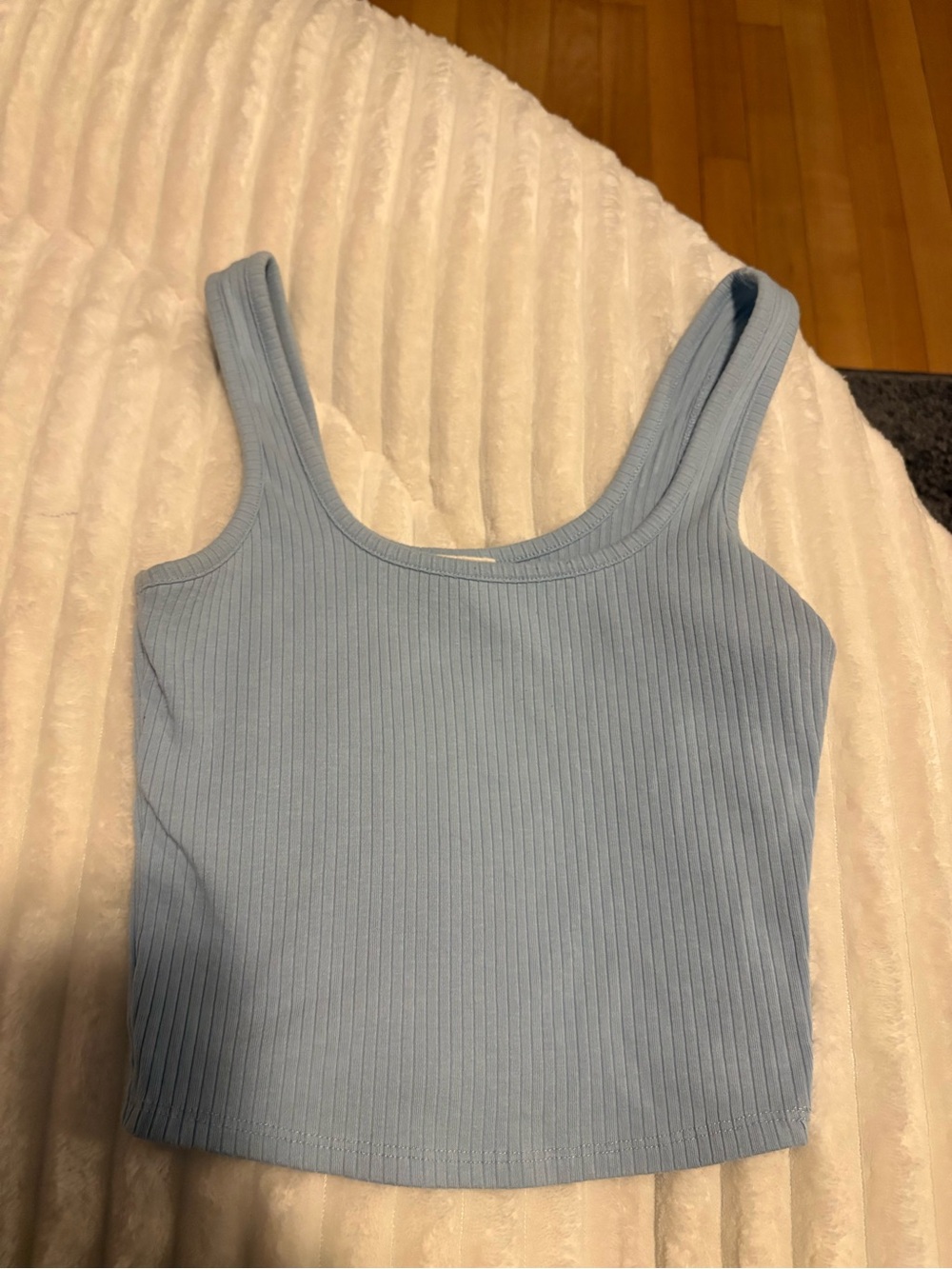 Full Tilt Light Blue Ribbed Tank Crop